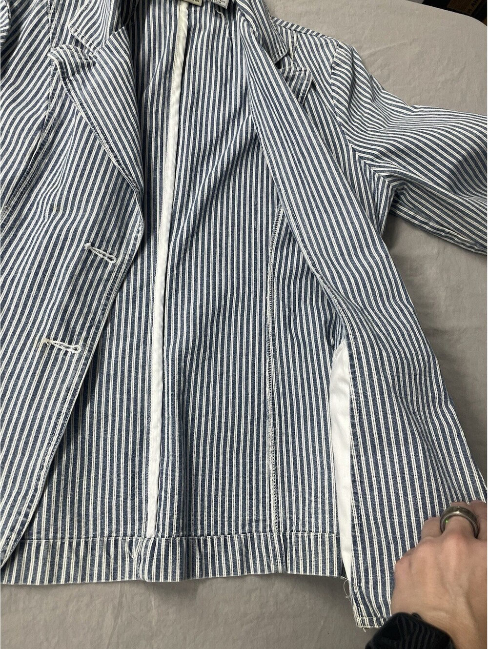 Vintage Faded Glory Denim Stripe Jacket Size Large - Picture 7 of 11